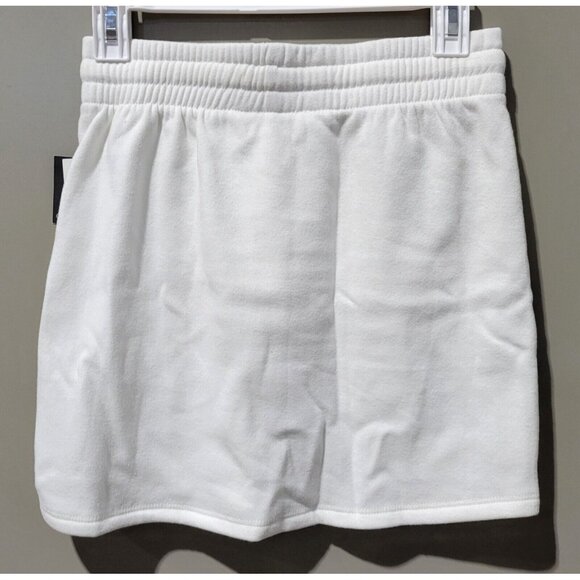 Grayson Threads White Fleece Drawstring Mini Skirt w/ Blue Stripe Trim - Picture 4 of 7